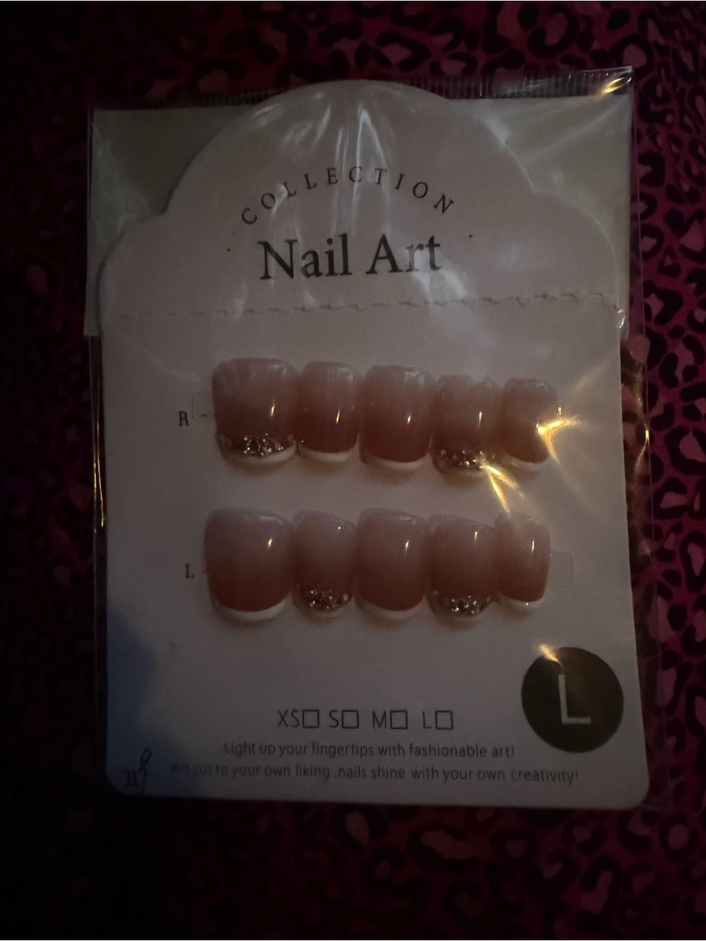 Soft Pink Ombre Press-On Nails with Silver Tips